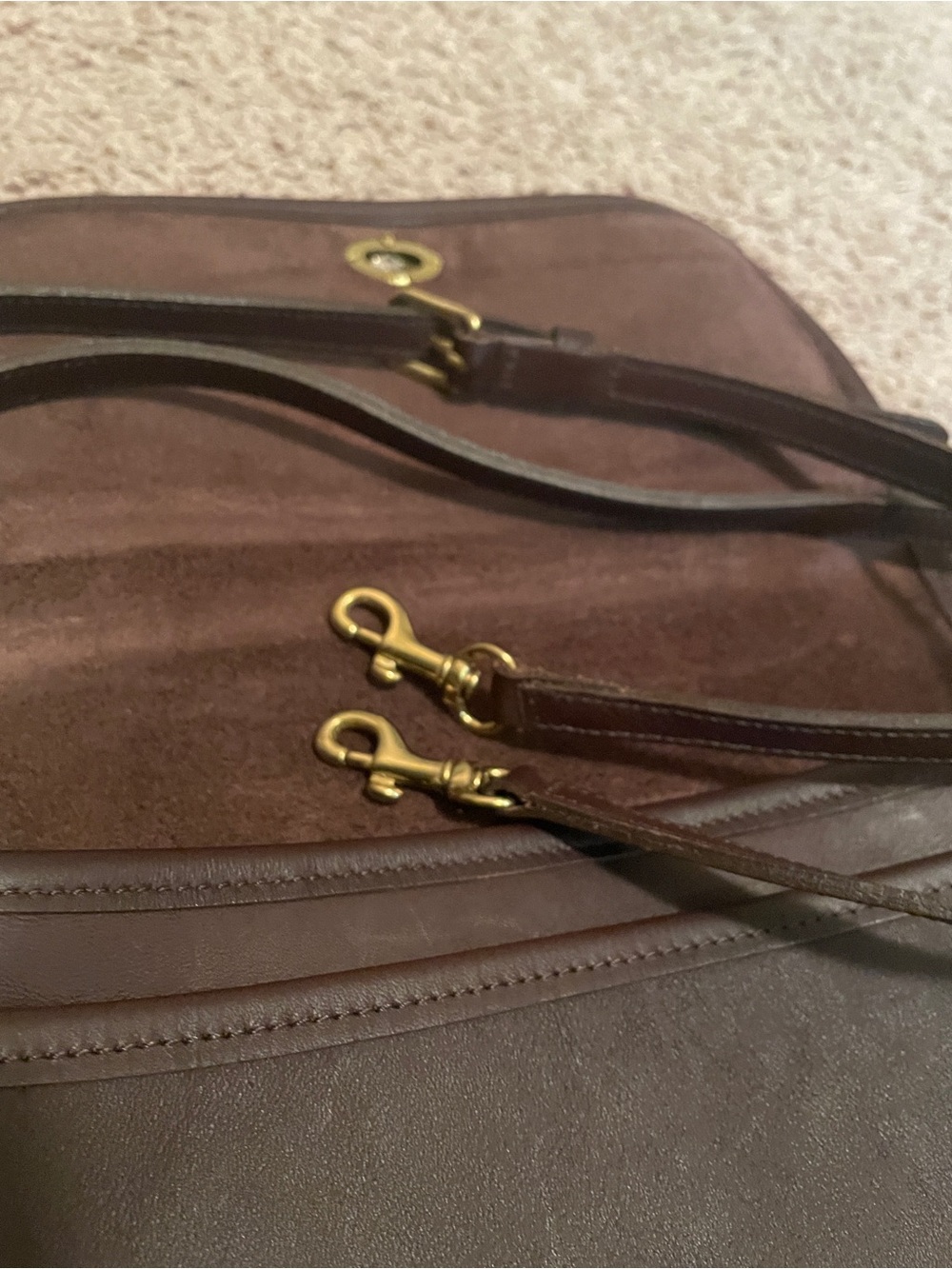 Coach Leather Crossbody Bag in Dark Brown Turnlock Gold - Picture 8 of 12